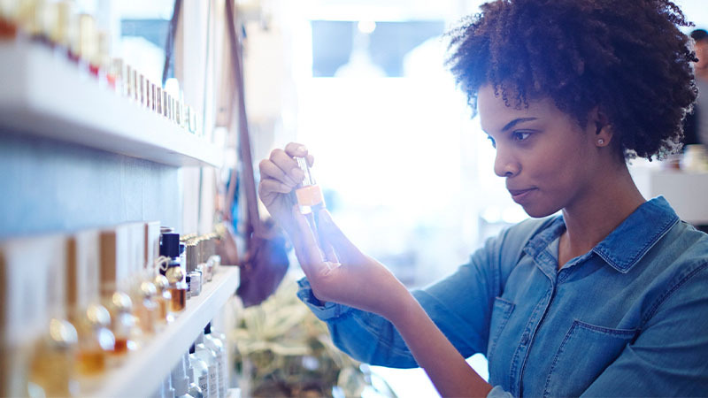 woman perfume shopping